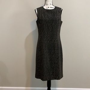 TAHARI black and brown leopard print sheath dress